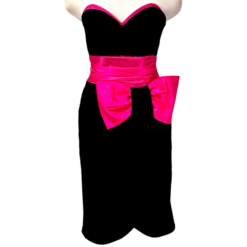 Black Velvet Pink Satin Saks Fifth Ave ILGWU Vintage Dress